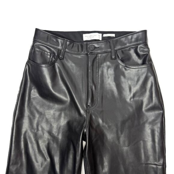 Abercrombie & Fitch Vegan Leather Ankle Straight Pants Womens 29/8 Black - Picture 13 of 16